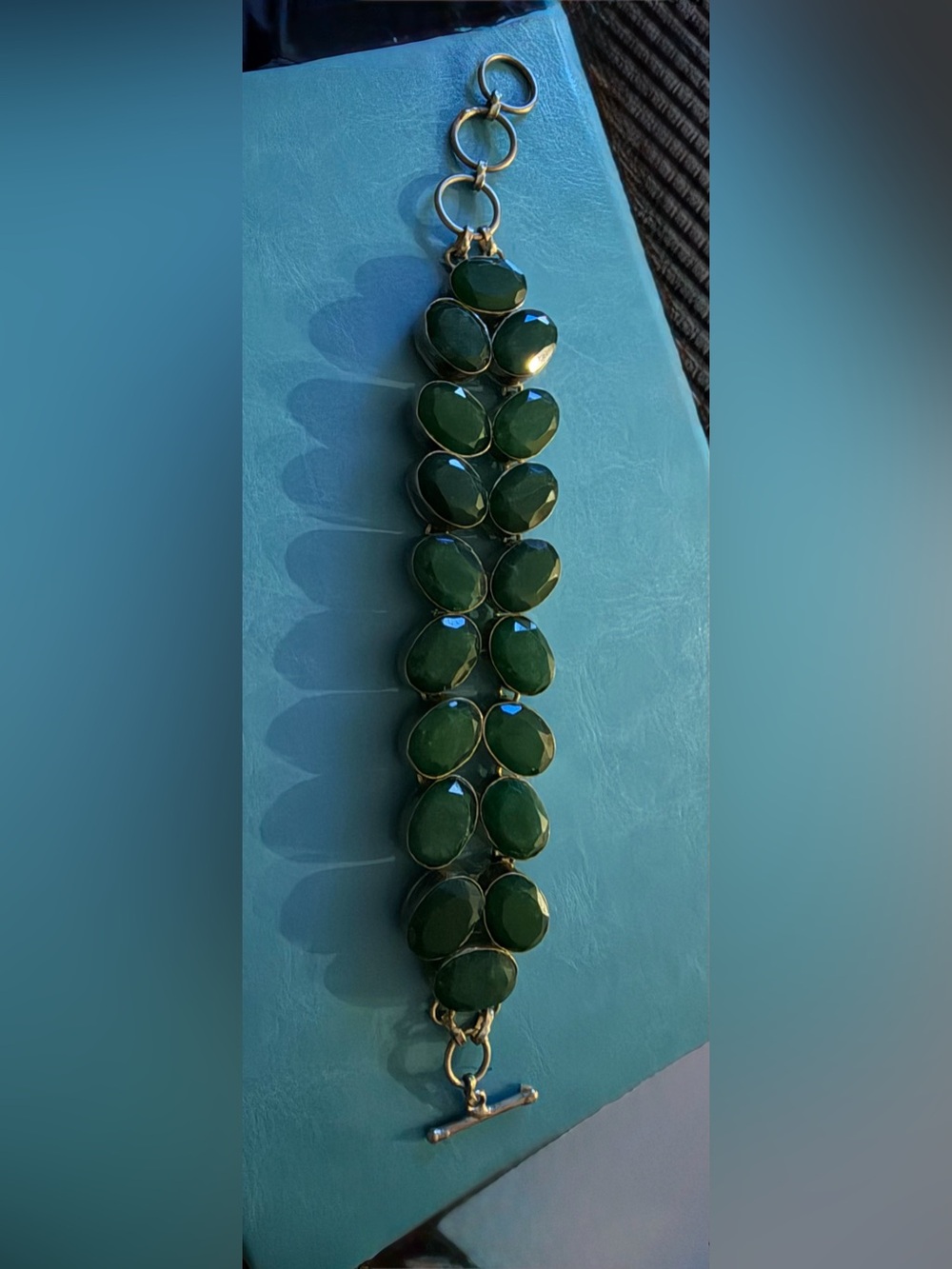 Green Quartz and sterling bracelet